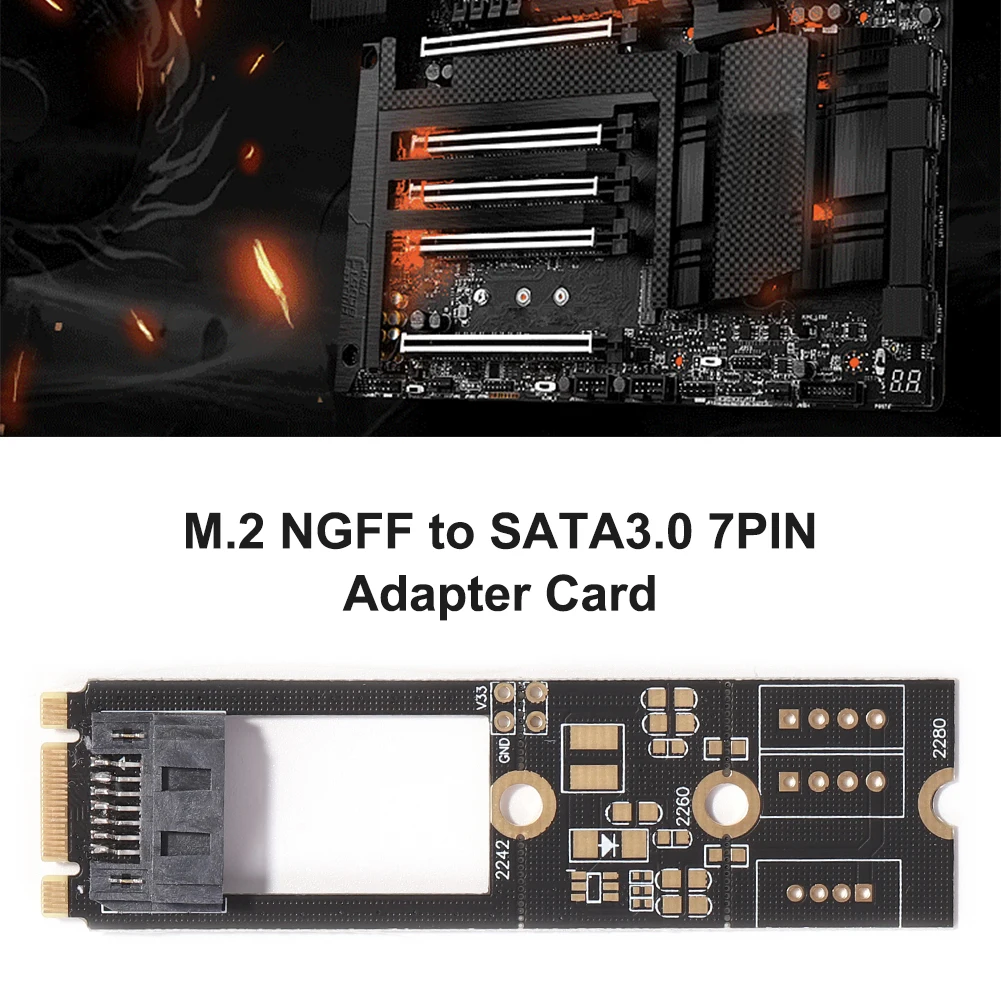 

M.2 B-M Key to SATA3.0 Card M.2 NGFF to SATA3.0 7 Pin Riser Card Conversion Adapter Board Card for 2242 2260 2280 SDD