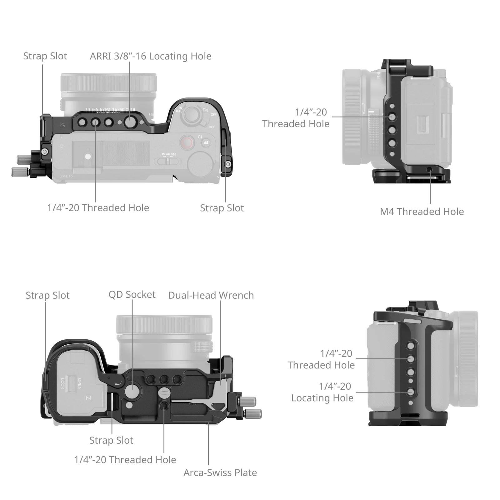 Smallrig HawkLock быстросъемная клетка в комплекте для Sony ZV-E10 II L-образная Монтажная
