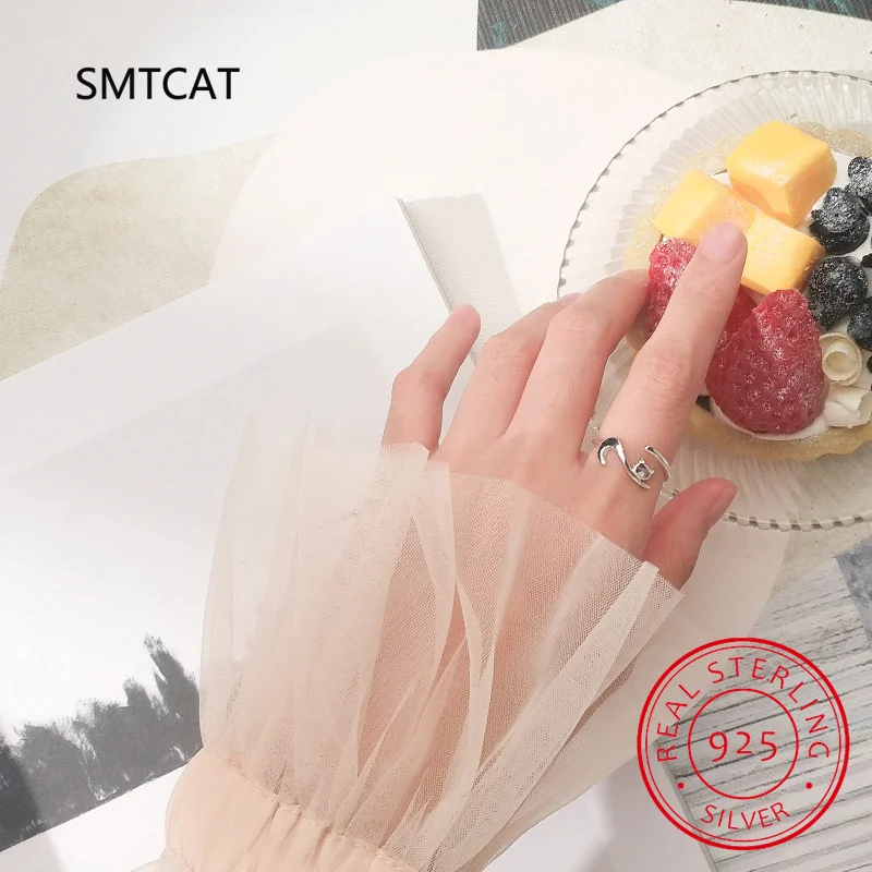 Женское серебряное кольцо с длинным хвостом регулируемое обручальное