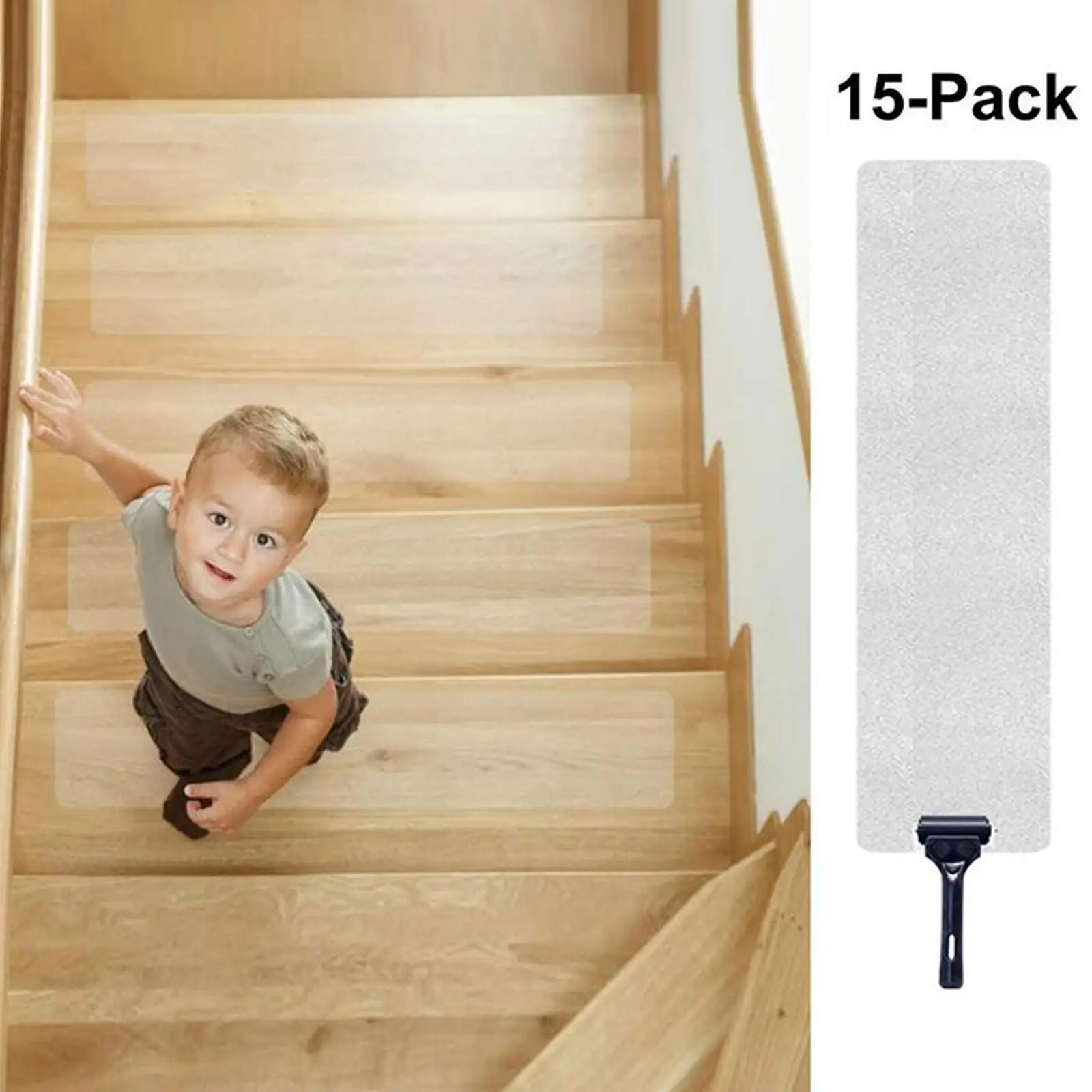

15x Anti-Skid Stair Tread Strips Staircase Wood Floor Protector Step Tape Cover