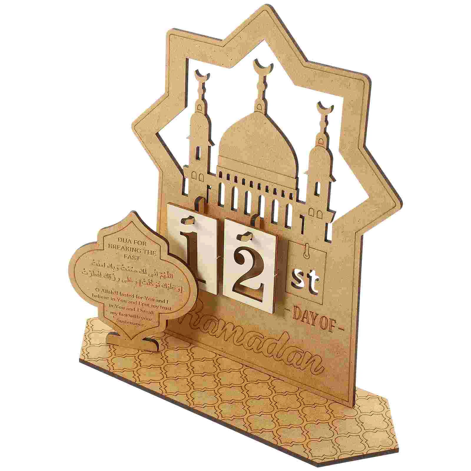

Wooden Ramadan Advent Calendar Decoration Tabletop Eid Countdown Calendar