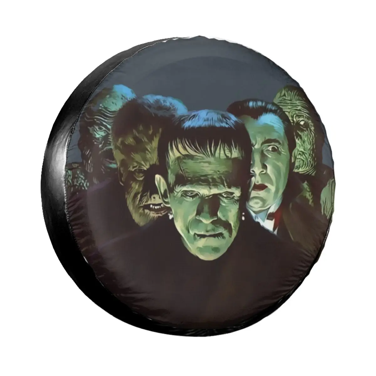 

Gang Of Monsters Spare Wheel Tire Cover Case for Jeep Honda Bride of Frankenstein Horror Film Vehicle Accessories 14" 15" 16" 17