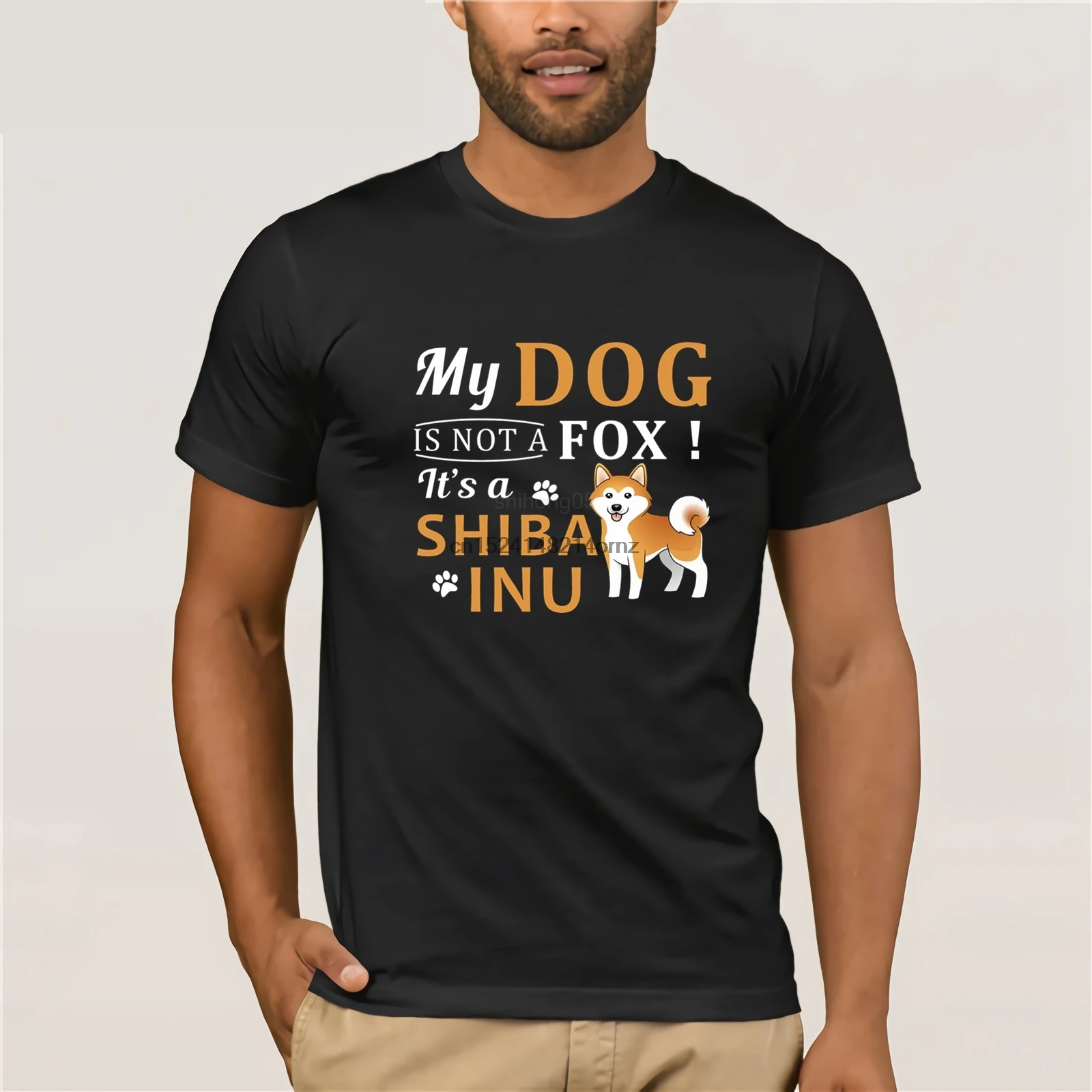 

Harajuku T Shirts Men Roll DIY Black Shiba Inu Dog is Not a Fox tshirt Teenager Short-Sleeve Awesome Tops