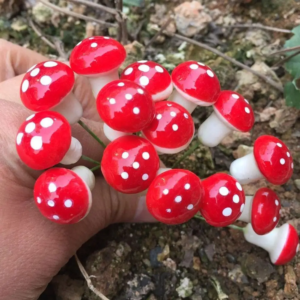 

10 Pieces Mini Mushroom Miniatures Artificial Garden Fairy Bonsai Plant Pot Resin Craft Decoration For Home DIY Micro Lands H2P5