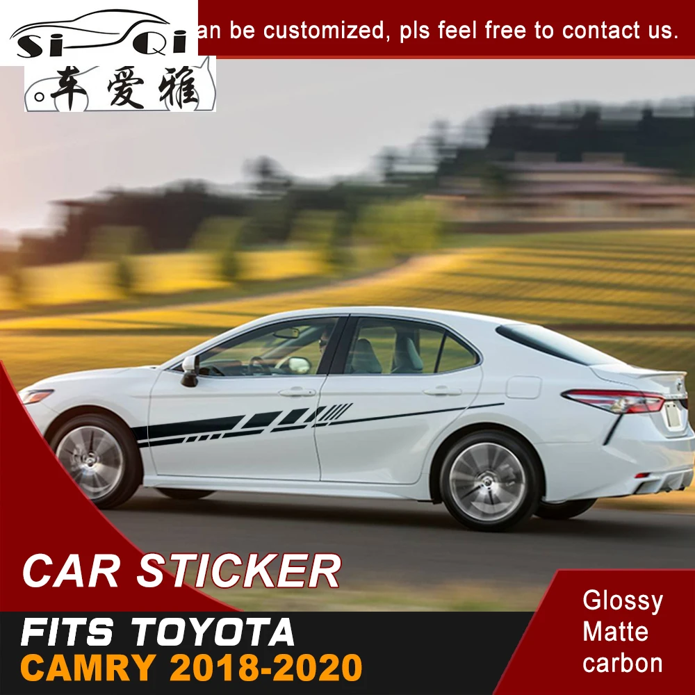 

For TOYOTA CAMRY 2018 2019 2020 Car Decals Side Body Stripe Racing Sport Graphics Vinyl Car Decoration Strickers Custom