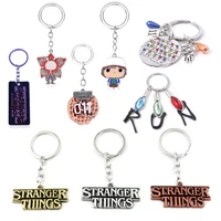 stranger things keychain european and american film and television 26 letters waffle keychain alloy pendant key chains