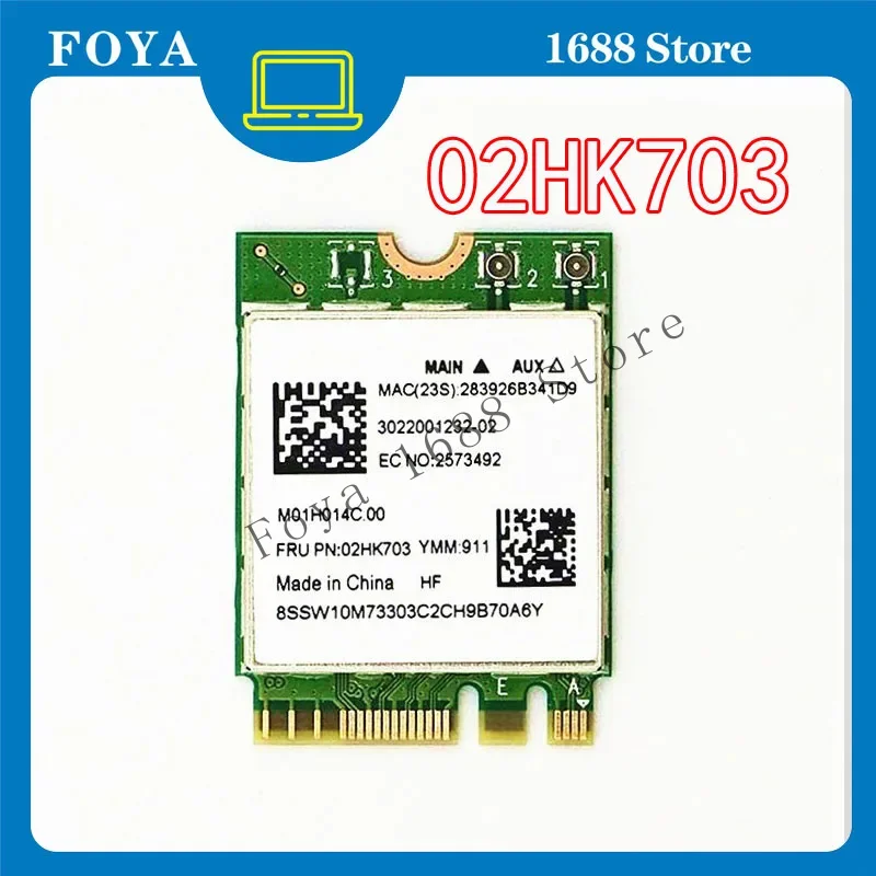 Фото WYORESY для E460 E465 E470 E475 Wi-Fi беспроводная карта переменного тока RTL8822CE Bluetooth5.0-совместимая с сетевой картой FRU 02HK703 №1