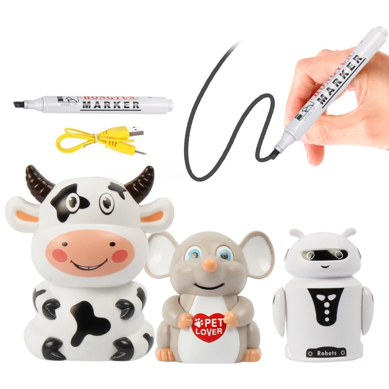 

Follow Any Drawn Line Magic Pen Inductive Mouse Cow Robot Model Children Kids Toy With Sound And Light Children Gift