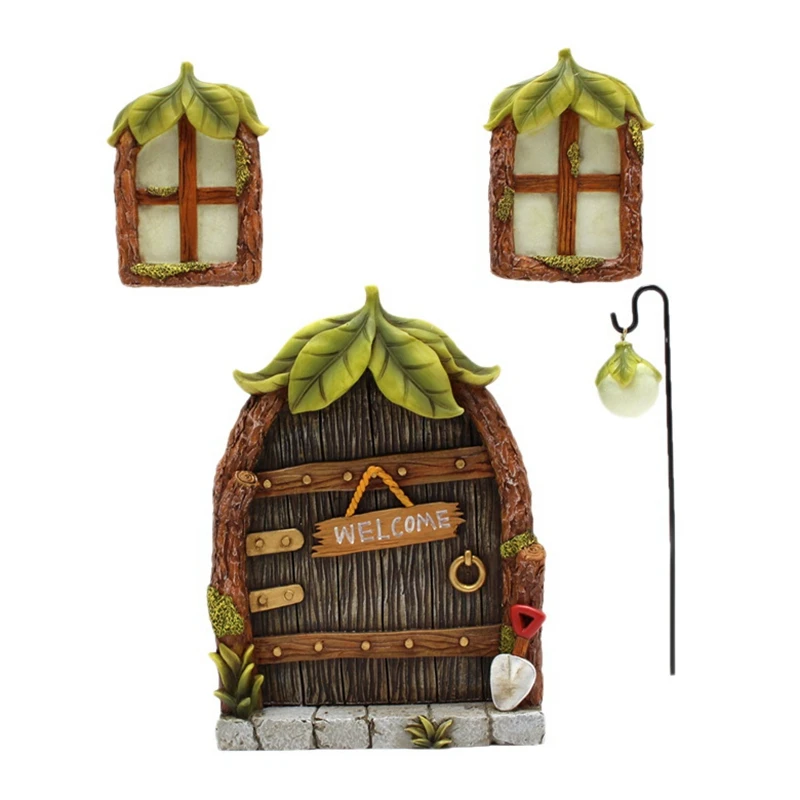

Miniature Fairy Gnome Home Window and Door for Trees Decoration Garden Decorations Window&Light Can Glow in Dark