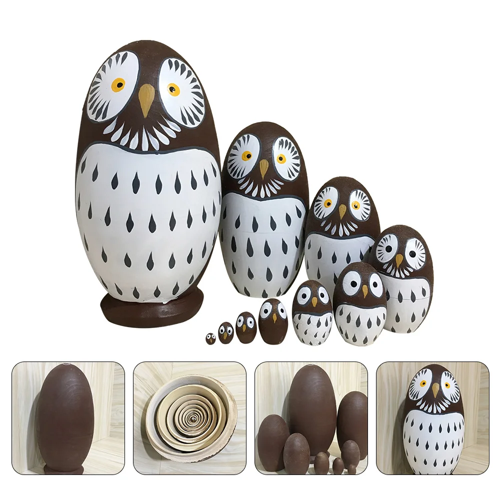 

10Pcs Cartoon Doll Pet Owl Nesting Doll Home Adornment
