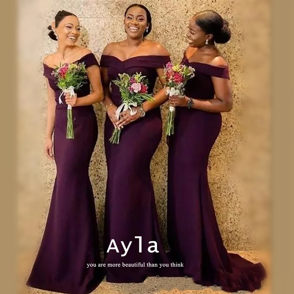 

Женское вечернее платье-русалка, фиолетовое длинное платье с открытыми плечами для выпускного вечера, индивидуальный пошив