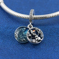 925 solid silver winter freeze ice snow olaff double dangle beads charms fit pandora original bracelet women diy jewelry gift