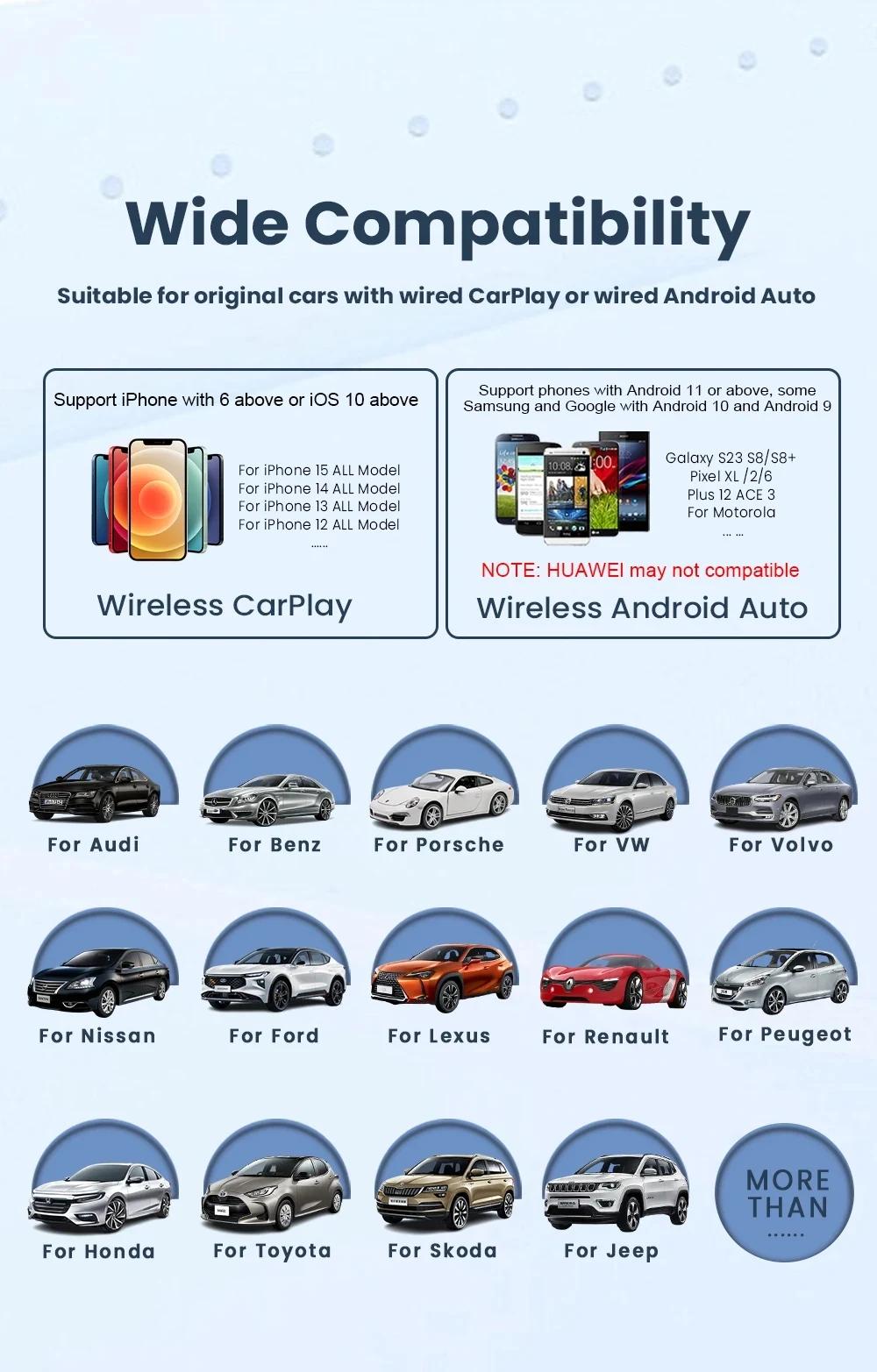 Мини-адаптер проводной к беспроводному CarPlay Plug & Plug с автоматическим подключением преобразует проводные автомобили, совместимый с телефоном iPhone и Android (art.: 3920d065cccd1) - 3920d065cccd1