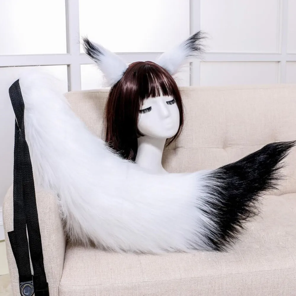 Sexy Woman lovely Lolita cat Fox Headband tail Headdress Plush ears tail Anime cosplay  Props