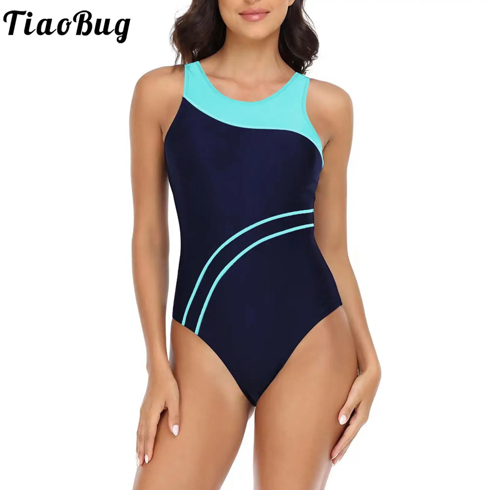 

Женский слитный спортивный купальник в стиле пэчворк, купальный костюм без рукавов с глубоким вырезом и вырезом на спине, купальный костюм ...