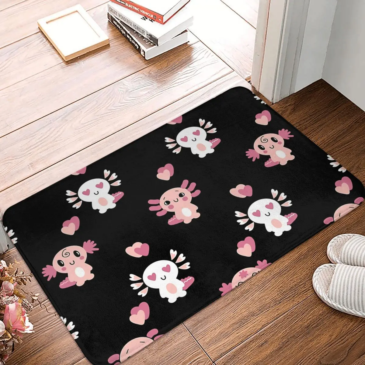 

Cute Salamander Pattern BlackBedroom Mat Axolotl Lover Doormat Living Room Carpet Entrance Door Rug Home Decor