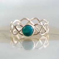 milangirl delicate twist weave modeling womens rings vintage turquoises anniversary holiday banquet jewelry ring for women