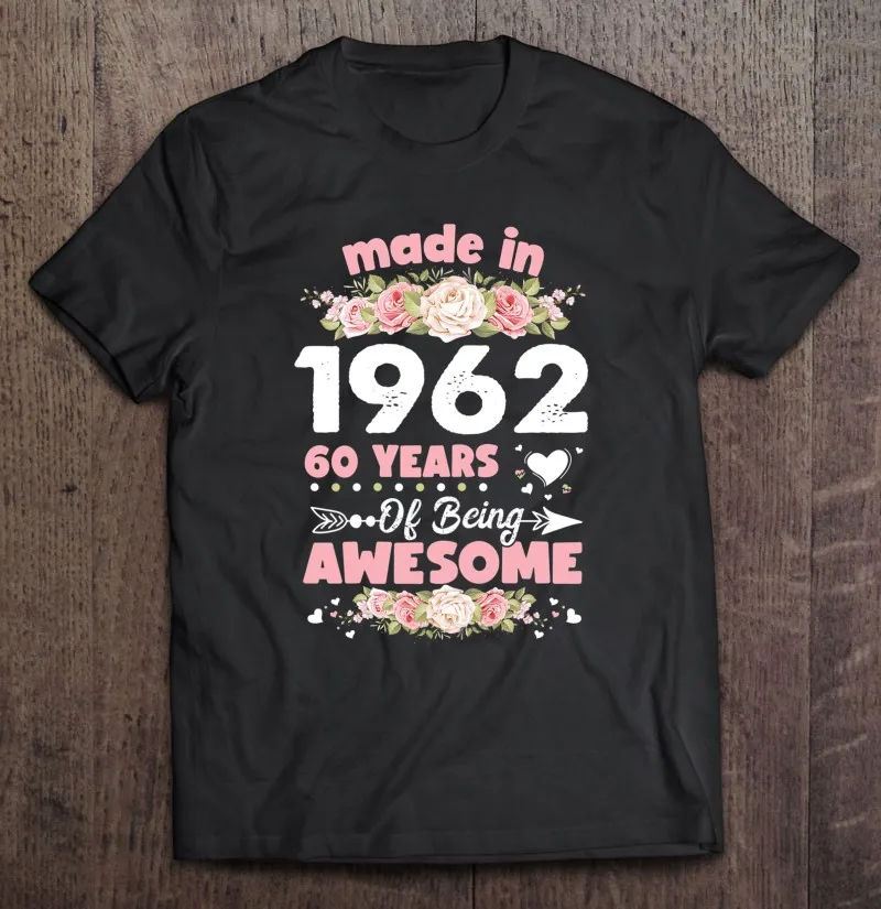 

Женская футболка с коротким рукавом, футболка с коротким рукавом и принтом манга для 60-летних подарков на день рождения, 1962