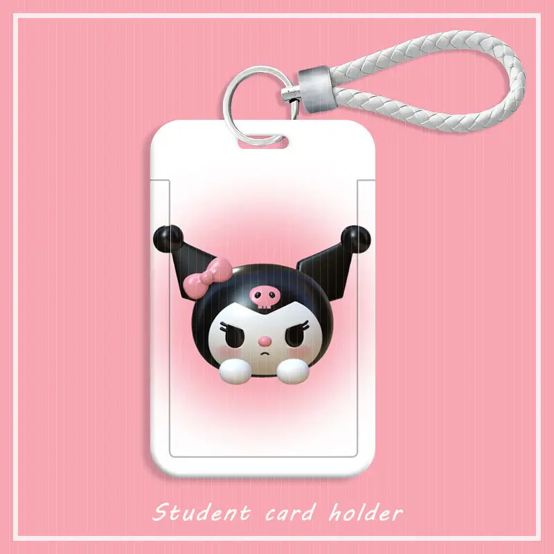 

Cartoon Sanrio Hellokitty Kuromi Card Set Student Meal Card Bus Card Id Card Protection Sleeve Lanyard Card Bag Key Chain Gift