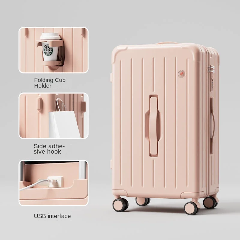 Чемодан новый чемодан большой вместимости с USB-подстаканником женский на