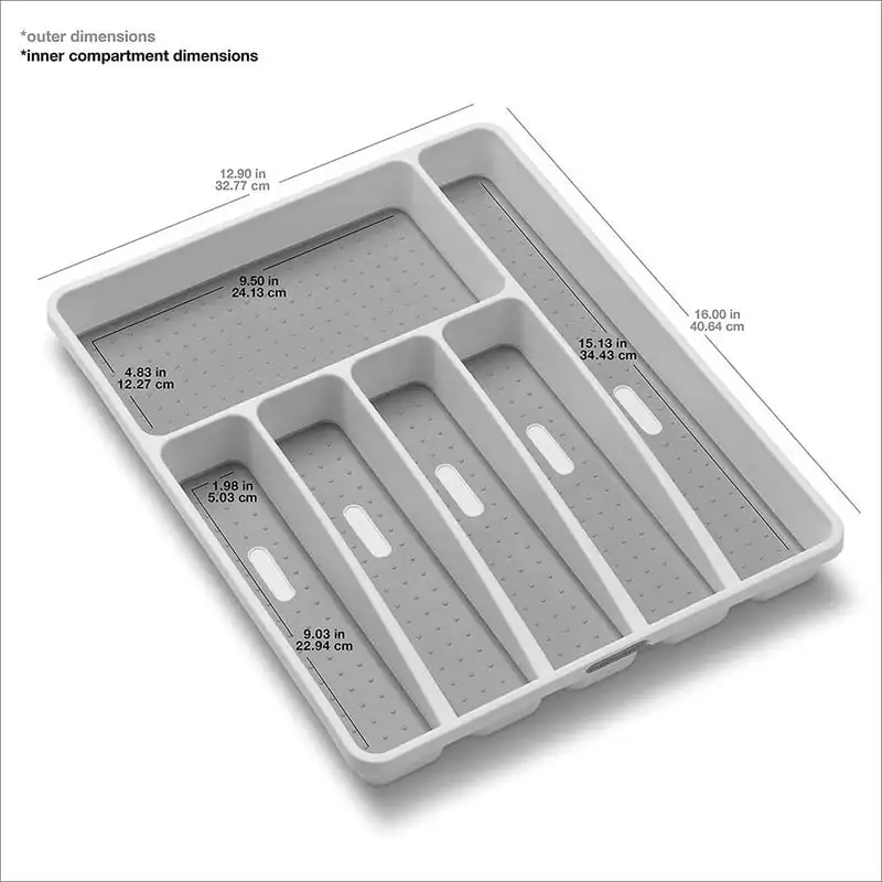 

Large Silverware Tray with 6 Compartment, White