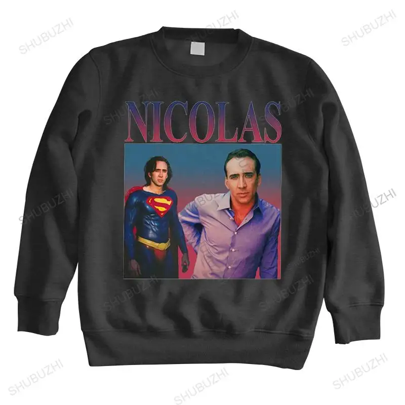 

Уличная одежда, Мужская винтажная толстовка с капюшоном Николаса Кейджа, хлопковая толстовка с круглым вырезом, дизайнерские толстовки с супергероями, топы, модная одежда