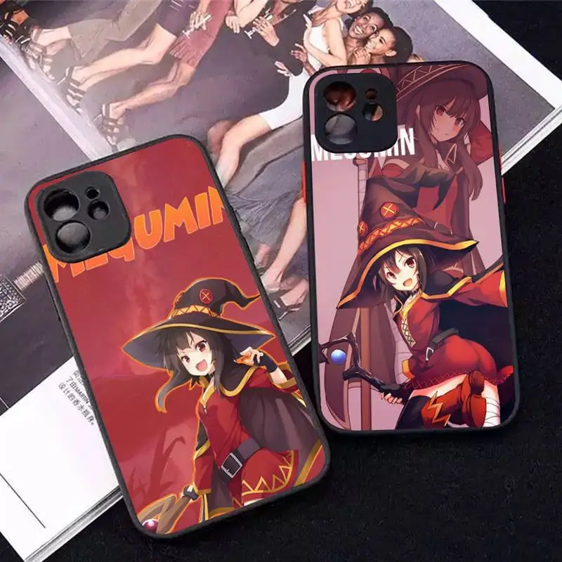 

KonoSuba Megumin Anime Phone Case for iPhone 14 11 12 13 Mini Pro Max 8 7 Plus X XR XS MAX Translucent Matte Cover