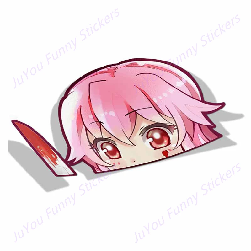 

JuYou Funny Stickers Exterior Accessories Car Sticker for Yuno Gasai Future Diary Peeker Big Head Anime Vinyl Decal PVC