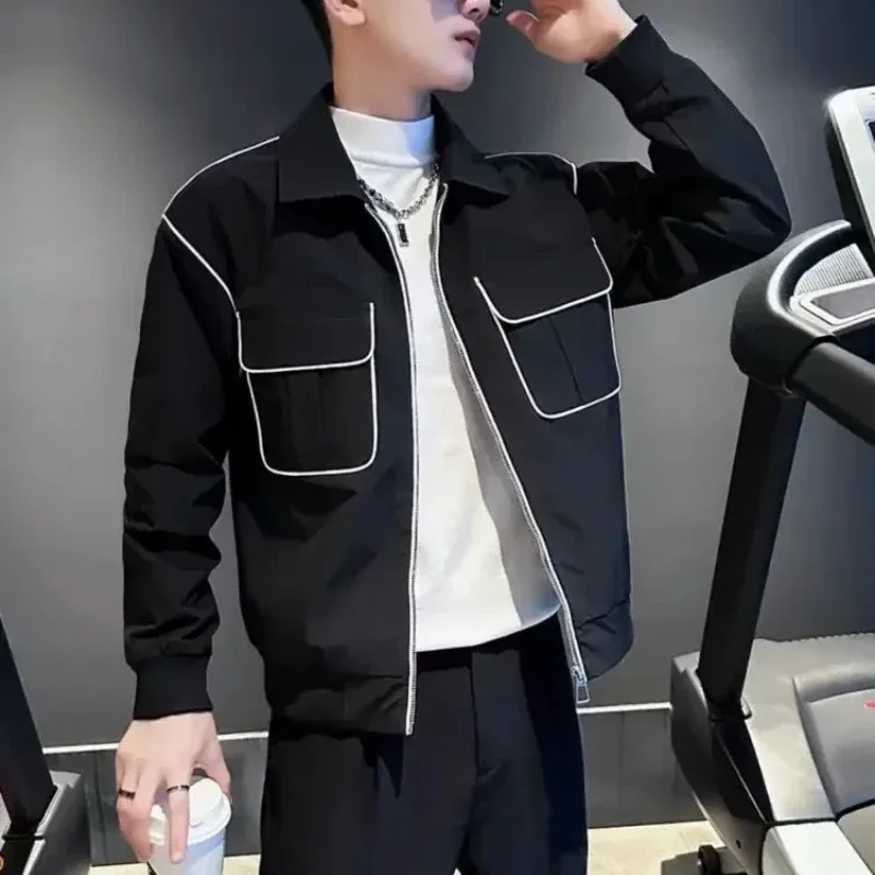 Новая приталенная куртка для мужчин повседневное мужское пальто Harajuku одежда