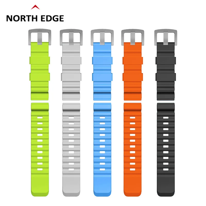 

NORTH EDGE 2023 New Soft Color Silicone Rubber Strap Steel Buckle Outdoor 24mm Quick Release Sports Watch Strap for Smart Watch