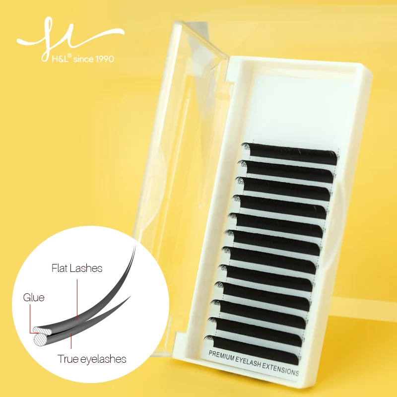 

H&L Flat Ellipse Eyelashes Maquiagem Split Tips Ellipse Shaped Natural Light Magnetic Ellipse Lash Extension Hand Made