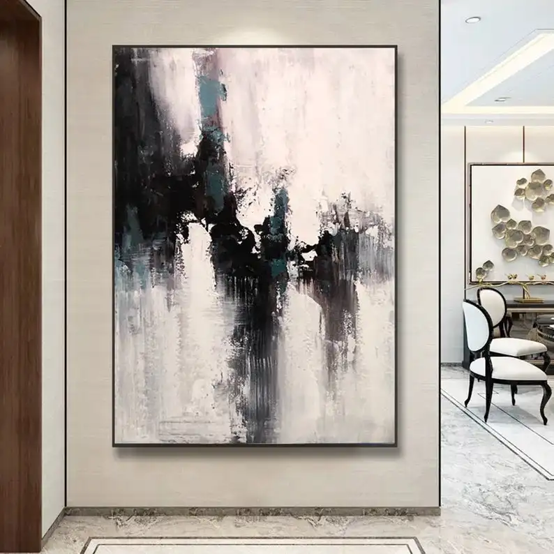 

Большая холщовая настенная живопись, абстрактная живопись, оригинальная большая абстрактная масляная живопись на холсте, черно-белая абст...