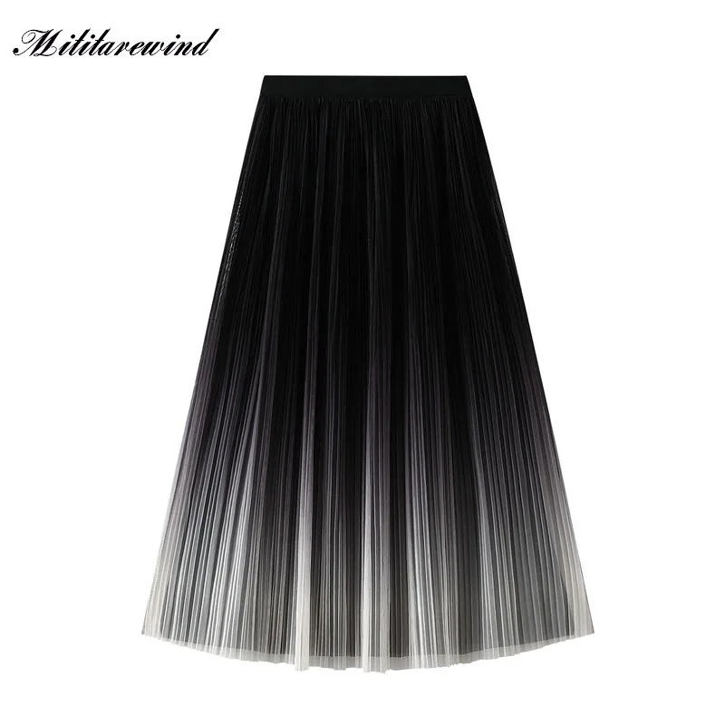 

Женская плиссированная юбка до щиколотки, свободная элегантная юбка-футляр оверсайз с высокой талией и эластичным поясом, весна-лето 2023