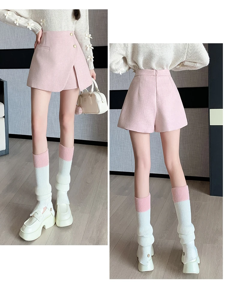 Женские твидовые короткие брюки сезон осень-зима 2024 шерстяные шорты с