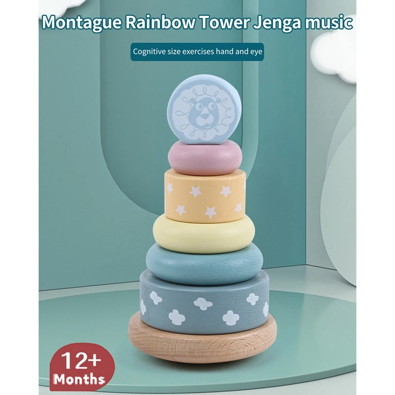 

Wooden Stacking Tower,Macaron Colored Non-Reverse Educational Toys Handmade Wooden Toy For Stacking For Childs Gifts