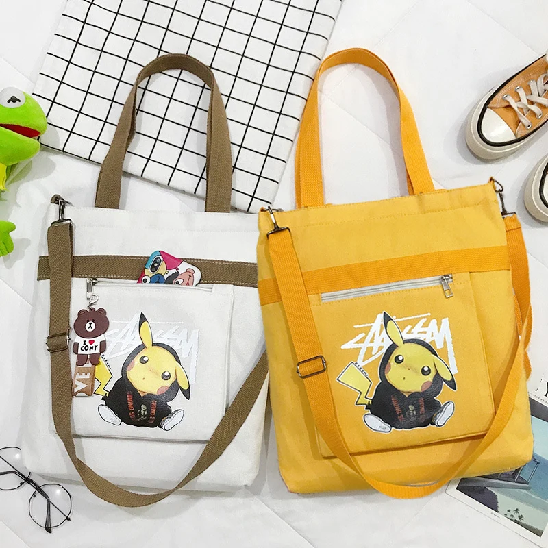 

Pokemon Canvas Bag Female One-shoulder Primary and Secondary School Students Cute Pikachu Canvas Bag Cartoon Bag Tutorial Bag