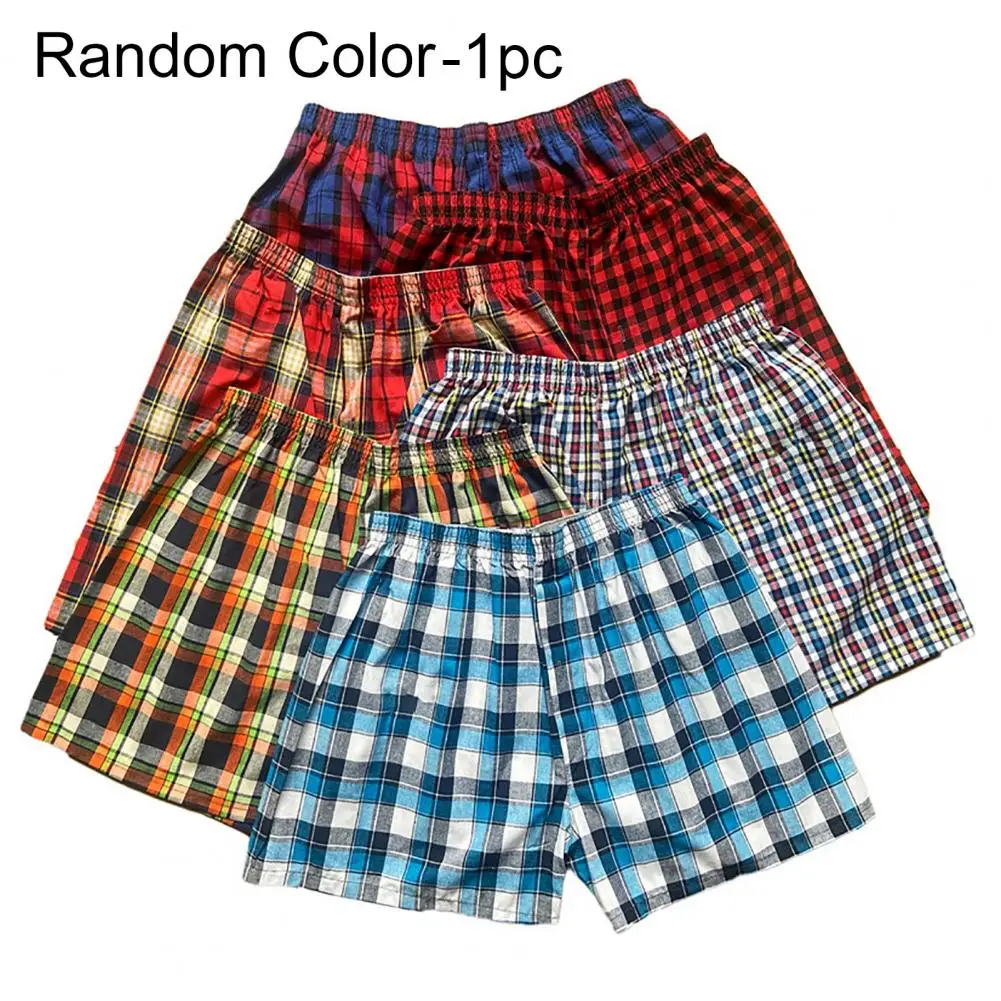

Men Boxers Plaid High Waist Casual Lightweight Men Briefs for Sleeping