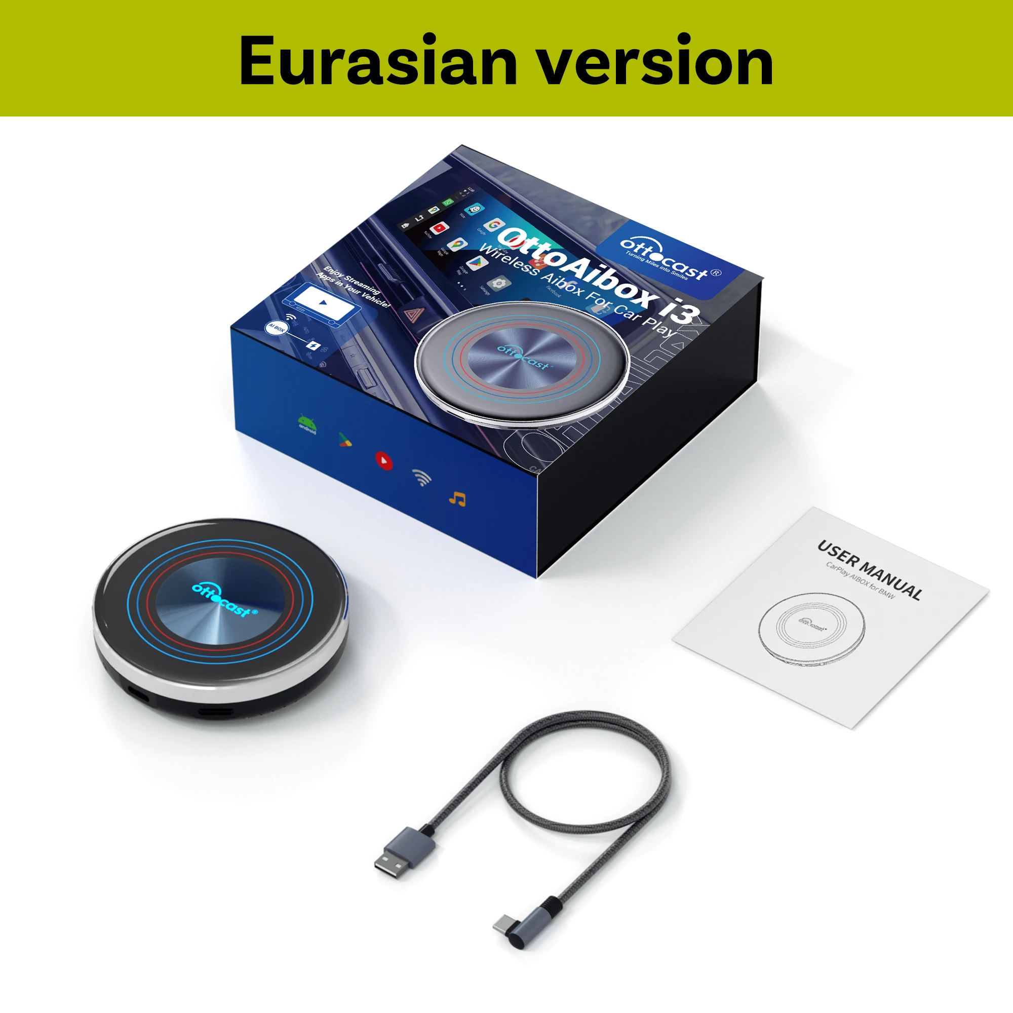 

OTTOCAST OttoAiBox i3 AI Box для NetFlix для Youtube для BMW Lexus NX Volvo EX30 Hyundai IX35 2024, беспроводные автомобильные аксессуары