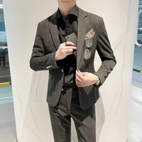 classic business suits for mens 2 pcs set blazers pants fashion slim fit wedding suit groom tuxedos male clothing costume homme