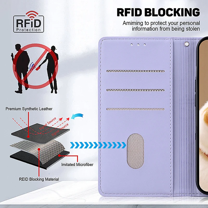 Cute Kitten Anti Theft Brush Flip Leather Case For Tecno Spark 7 8 10 20 Pro Plus 4G 10C 20c 8C G0 2024 Magnetic Wallet Shell