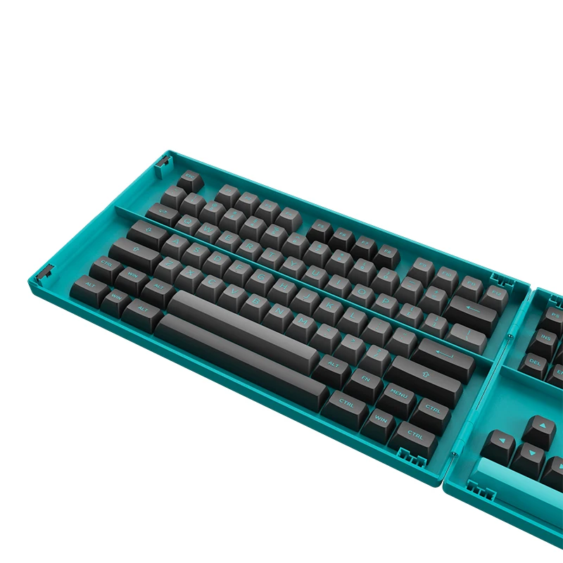 Akko Black &amp Cyan 197-клавиши ASA профиль Набор колпачков клавиш PBT Double-shot Полный с