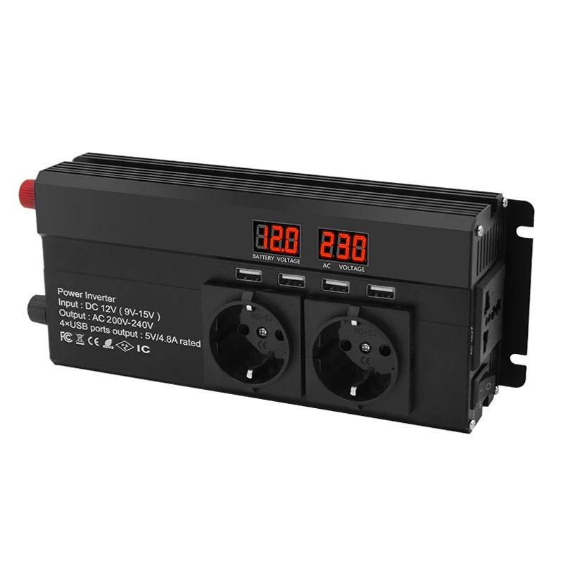 Инвертор от 12 В до 220 1600 Вт инвертор мощности вилка европейского стандарта 3