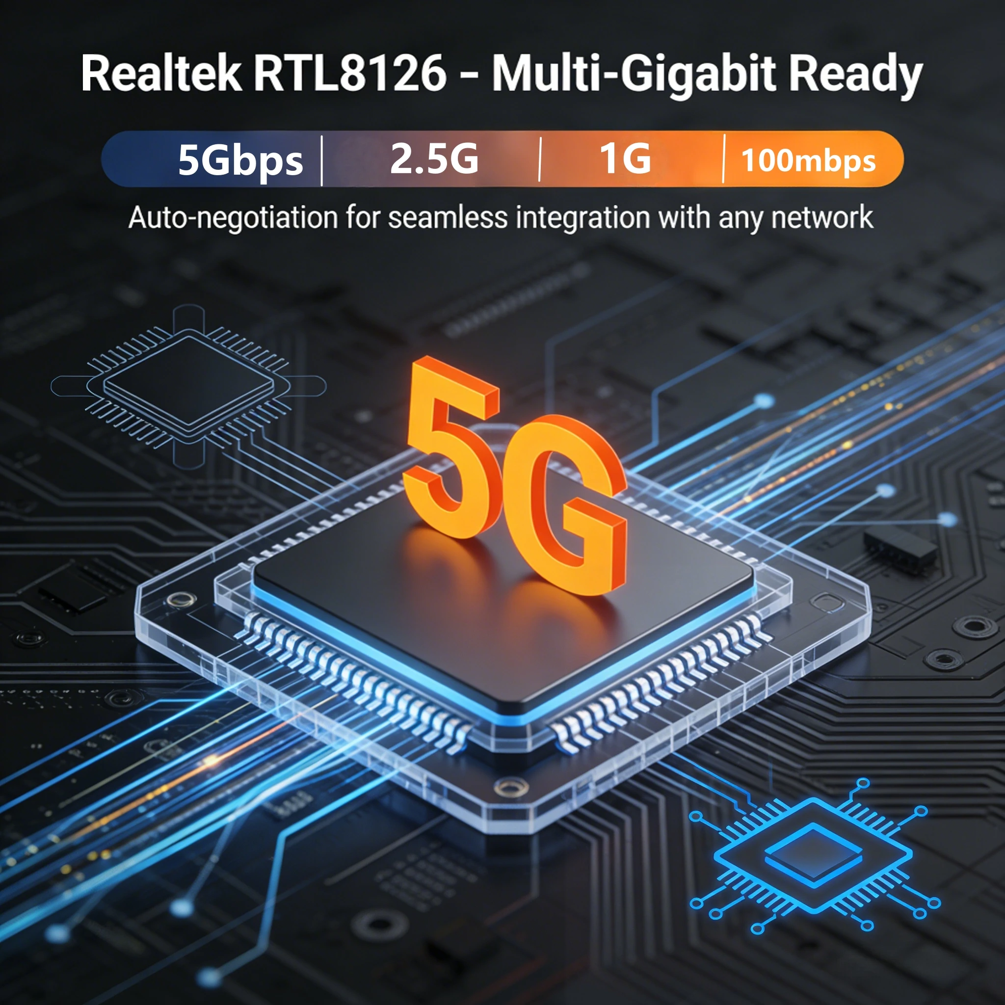 Фото Обновите свой домашний лабораторный комплекс! 5G PCIe NIC, сетевая карта Realtek RTL8126, адаптер 5X Fast Ethernet для ПК, игровых систем, NAS, Windows, Linux №2