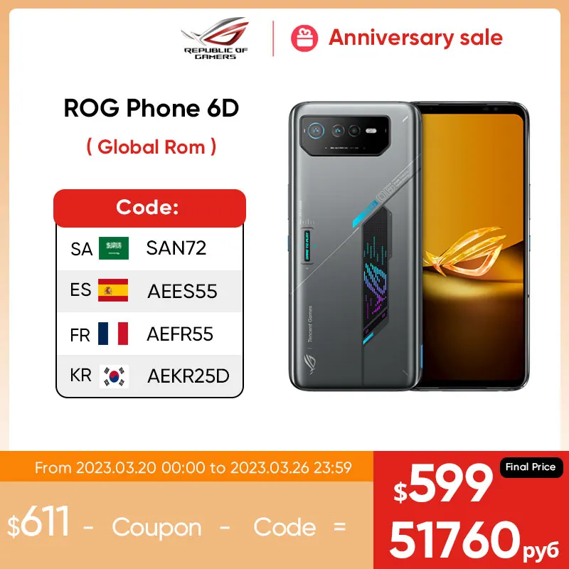 Global ROM ROG Phone 6D Ultimate 5G Gaming Smartphone MediaTek Dimensity 9000+ 165Hz AMOLED Screen 65W Fast Charging ROG6D Phone enlarge