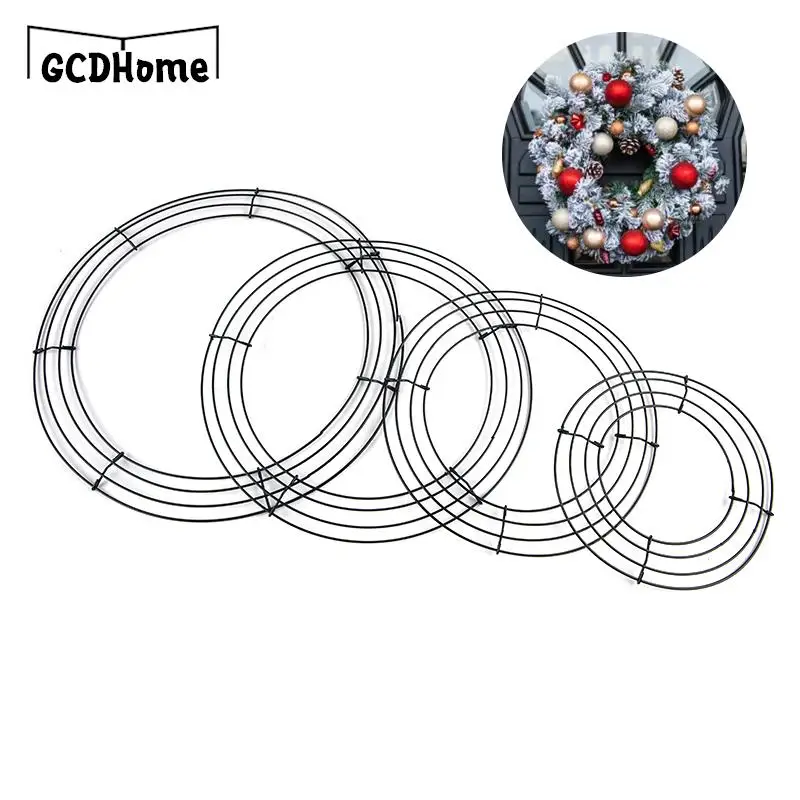 

Round Hoop DIY Christmas Decoration Wire Wreath Frame Wall Hanging Sturdy For Wedding Metal Valentines Decorations