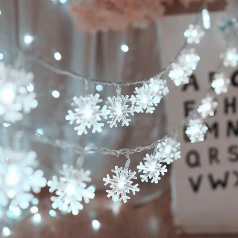 

20LED Snowflake String Lights Snow Fairy Garland Decoration For Christmas Tree New Year Room Holiday Wedding Party Lights