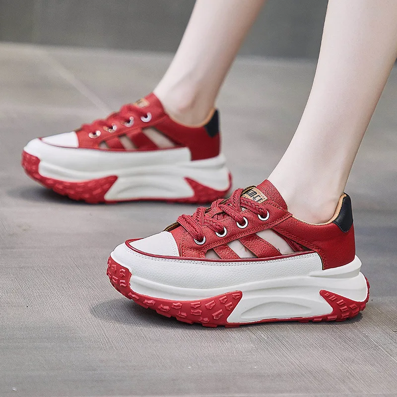 Platform Sneakers Shoes Women Hollow-out Summer Breathable Shoes Woman Casual Sneaker Height Increasing Running Shoes