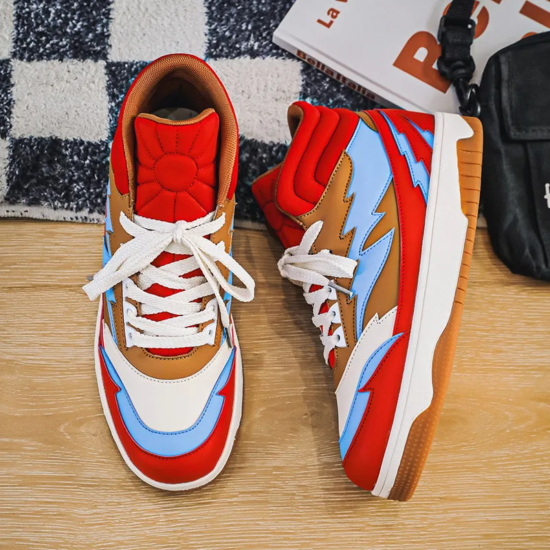 2022 Autumn Winter Fashion Red Colors Platform Designer Sneakers Men Outdoor High Top Skate Shoes Men Sports Shoes Basket Homme