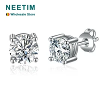 neetim 2 carat 8 0mm d color moissanite stud earrings for women top quality 100 925 sterling silver sparkling wedding jewelry