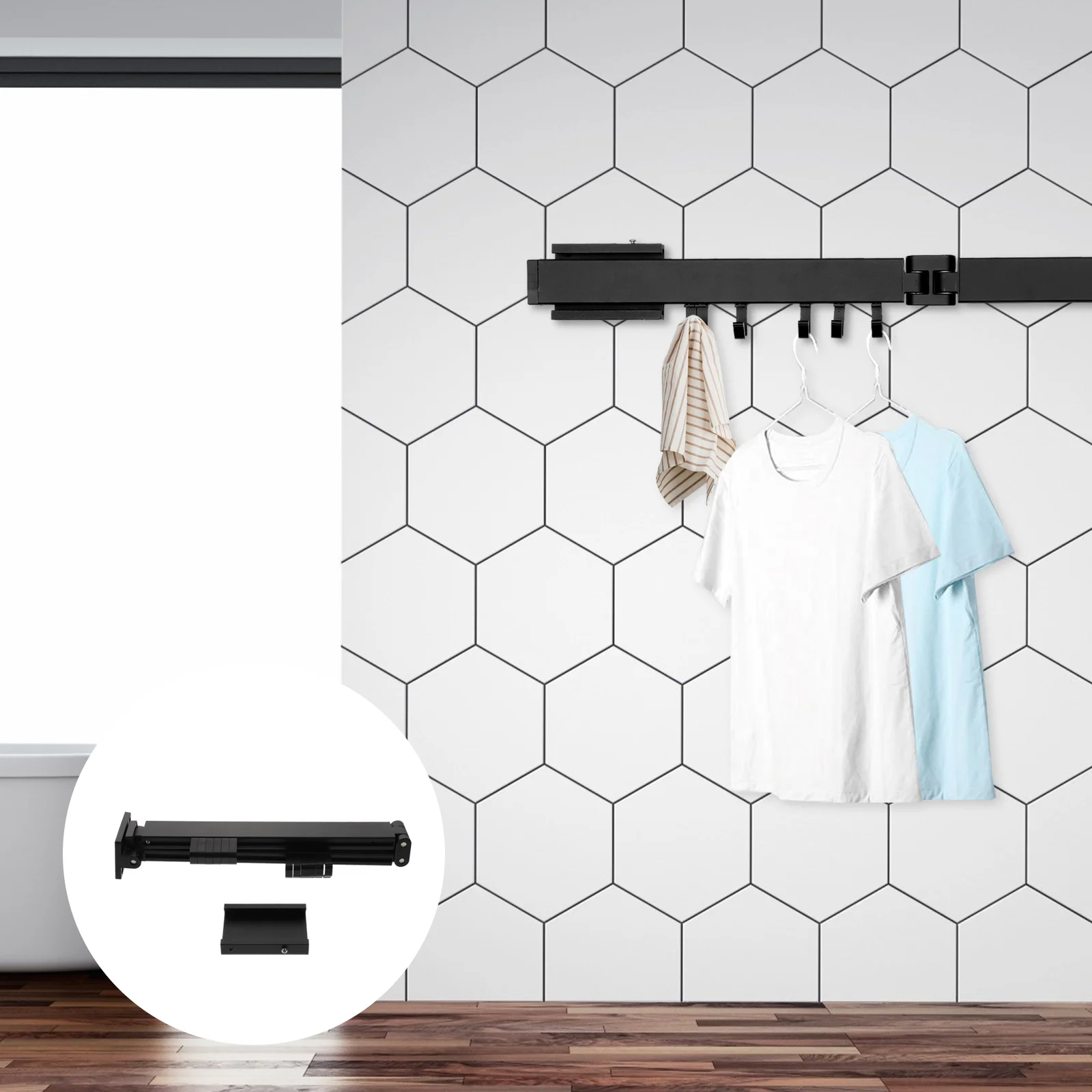 

1pc Shrinkage Clothing Line Adjustable Curtain Rod Punch-free Storage Rack